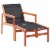 vidaXL Patio Chair with Footrest Solid Eucalyptus Wood and Textilene Perspective: front