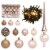 vidaXL 61 Piece Christmas Ball Set with Peak and 150 LEDs Rose Gold Perspective: front