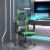 vidaXL Gaming Chair with Footrest Black and Green Faux Leather Perspective: front
