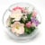 Fiora Flower Long-Lasting Pink Roses and Orchids with Greenery in a Round Glass Vase Perspective: front