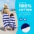 Ben Kaufman Oversized Striped Towels, 100% Cotton, Quick-Dry, 32 x 62 , Blue 2PK Perspective: left