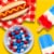 M&M'S Peanut Butter Chocolate Red White & Blue Summer Candy Sharing Size Bag Perspective: left