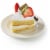 Tres Leche Double Layer Cake Topped with Fruit Perspective: left