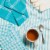 Now Designs Tic Tac Toe 100% Cotton Kitchen Dish Towels Bali Blue Set of 3 Perspective: left