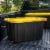 Sterilite 27 Gallon Industrial Tote - Black with Yellow Lid Perspective: left