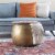 Linon Reid Metal Drum Table with Storage in Brass Perspective: left