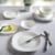 Gibson Home Break and Chip Resistant Square Dinnerware Set, Service for 6, Opal Perspective: left