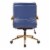 Mid-Back Faux Leather Chair with Gold Finish in Navy Faux Leather Perspective: left