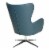 Wilma Swivel Armchair in Dillon Blue Faux Leather with 4 Star Aluminum Base Perspective: left