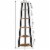Newport Five-Tier Corner Bookshelf in Nutmeg Wood Finish with Black Wood Frame Perspective: left