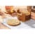 Juvale 6-Pack Round Bamboo Coasters Set with Holder -  Tan, 4.3 Inches Perspective: left