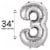 SILVER NUMBER 3 Helium Filled Balloon - 34 inches BIG Perspective: left