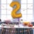 GOLD NUMBER 2 Helium Filled Balloon - 34 inches BIG Perspective: left
