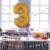 GOLD NUMBER 3 Helium Filled Balloon - 34 inches BIG Perspective: left