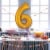 GOLD NUMBER 6 Helium Filled Balloon - 34 inches BIG Perspective: left