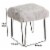 Benjara 18.5  Transitional Faux Fur and Metal Stool in Gray and Black Perspective: left