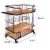 Metal Frame Bar Cart with Wooden Top and 2 Shelves, Black and Brown Perspective: left