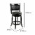 Round Wooden Swivel Counter Stool with Padded Seat and Back, Black- Saltoro Sherpi Perspective: left