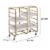 Metal Frame Serving Cart with Adjustable Compartments,Gold and Washed White- Saltoro Sherpi Perspective: left