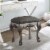 Traditional Wooden Vanity Stool with Leatherette Set and Clack Legs, Gray- Saltoro Sherpi Perspective: left