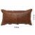 Leatherette Throw Pillow with Stitched Details and Flanged Edges, Brown Perspective: left
