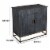 Plank Design 2 Door Mango Wood Storage Cabinet with Metal Base in Gray Perspective: left