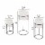 3 Piece Round Metal Planter with Tubular Base, White and Black- Saltoro Sherpi Perspective: left