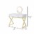 Vanity Desk with Removable Mirror and Cross Metal Legs, White and Gold- Saltoro Sherpi Perspective: left