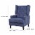 Rocking Chair with Button Tufted Wingback and Track Arms, Navy Blue- Saltoro Sherpi Perspective: left