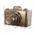 6 Inch Decorative Camera Table Top Accent, Distressed Gold Finish Ceramic, Saltoro Sherpi Perspective: left
