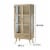 Dana 63 Inch Tall Cabinet, 2 Glass Doors, 1 Drawer, Natural Pine Wood- Saltoro Sherpi Perspective: left