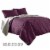 Eva 3 Piece Queen Microfiber Reversible Coverlet Set, Quilted, Gray, Purple- Saltoro Sherpi Perspective: left