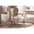 Baxton Studio Vallea Velvet Fabric and Oak Wood Accent Chair in Light Pink Perspective: left