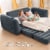 Intex Queen Size Inflatable Pull-Out Sofa Bed Couch and Chair Sleeper, Dark Gray Perspective: left