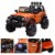 TOBBI 12V Kids Electric Battery Powered 2 Speed Open Top SUV Ride On Toy Orange Perspective: left