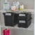 Sterilite 7.5 Gal Rugged Industrial Storage Totes w/ Latch Lids, Black (24 Pack) Perspective: left