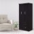 Hodedah Import 3 Door Armoire with Clothing Rod, Shelves, and 2 Drawers, Black Perspective: left