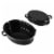 Home Basics Deep Oval Natural Non-Stick 12” Enameled Carbon Steel Roaster Pan with Lid, Black Perspective: left
