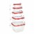Home Basics 5 Piece Spill-Proof Square Plastic Food Storage Container, Red Perspective: left
