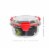 Home Basics Leak Proof 32  oz. Round  Borosilicate Glass Food Storage Container, Red Perspective: left