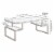 Pemberly Row Metal Satin Nickel and Gray Coffee Table with Glass Top Perspective: left