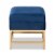 Bowery Hill Navy Blue Fabric and Gold Finished Metal Ottoman Perspective: left