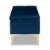 Bowery Hill Navy Blue Velvet Gold Button Tufted Storage Ottoman Perspective: left