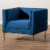 Bowery Hill Navy Blue Velvet Gold Finished Armchair Perspective: left