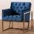 Bowery Hill Navy Velvet Upholstered Gold Finished Lounge Chair Perspective: left
