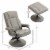 Faux Leather Recliner Chair, Living Room Swivel Chair w/ Ottoman Footrest, Grey Perspective: left