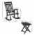 Wooden Rocking Chair Set 2-Piece Outdoor Porch Rocker w/ Foldable Table, Black Perspective: left