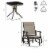 2-Person Gliding Rocking Chairs & Bistro Tea Table Garden Swing Seat Patio Grey Perspective: left