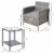 3pc Patio Bistro Set Rattan Wicker Furniture, 2 Armchairs, Table, Shelf, Blue Perspective: left