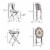 3pc Outdoor Patio Dining Set, 2 Folding Chairs, Table, 8-Pointed Star Mosaic Perspective: left